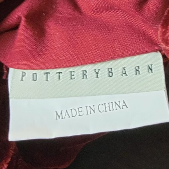 Pottery Barn Velvet Christmas Stocking - Dark Red Cuff, Green Stocking - Picture 4 of 4